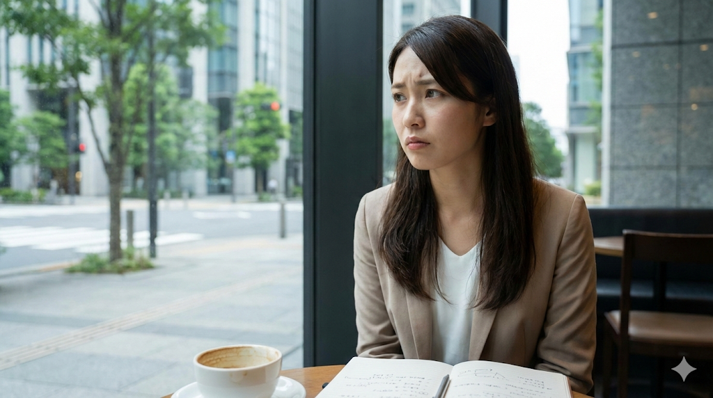 仕事と出産や子育ての両立について悩んでいる女性の挿入画像