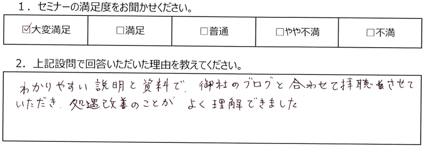 実際にいただいたアンケート結果（小規模保育園・園長）の説明画像